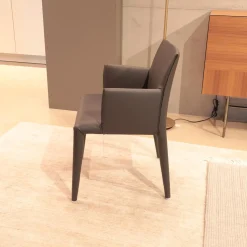 B&B Italia Einzelstühle|Armlehnstuhl Vol Au Vent SVB Lederzogen Beta BT 252 1231251 Grau