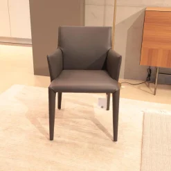 B&B Italia Einzelstühle|Armlehnstuhl Vol Au Vent SVB Lederzogen Beta BT 252 1231251 Grau