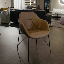 Scholtissek Einzelstühle|Armlehnstuhl Werra II Leder Rancho Clay PG 2 Stahlgestell Schwarz