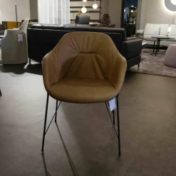 Scholtissek Einzelstühle|Armlehnstuhl Werra II Leder Rancho Clay PG 2 Stahlgestell Schwarz