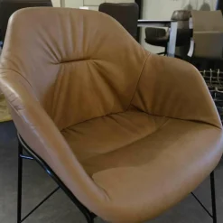 Scholtissek Einzelstühle|Armlehnstuhl Werra II Leder Rancho Clay PG 2 Stahlgestell Schwarz