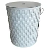 Pinetti Beistelltische|Aufbewahrungskorb Demetra Handgewebt Leder Light Grey Hellgrau
