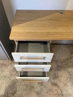 Musterring Schreibtische & Sekretäre|Aufsatzschreibtisch Airline 300 Platte Balkeneiche Lack Kristallgrau Matt Griff 344 Eiche