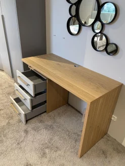 Musterring Schreibtische & Sekretäre|Aufsatzschreibtisch Airline 300 Platte Balkeneiche Lack Kristallgrau Matt Griff 344 Eiche