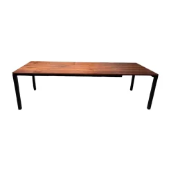 Janua Esstische|Ausziehtisch S600 Eiche Geräuchert Natur Geölt Und Gebürstet Füße RAL 9005 Tiefschwarz Pulverbeschichtet Matt Ohne Stühle