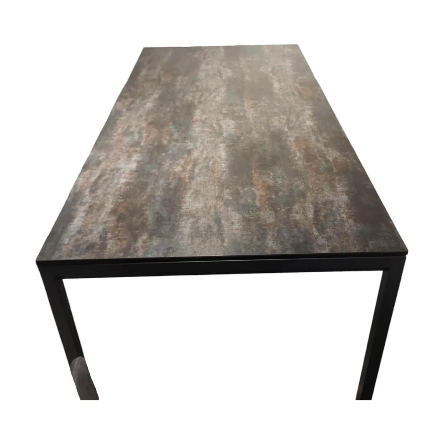 Contur Esstische|Auszugstisch Pienza Platte Keramik Oxido Darknight Grau Anthrazit Gestell Aluminium Schwarzgrau Pulverbeschichtet