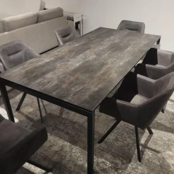 Contur Esstische|Auszugstisch Pienza Platte Keramik Oxido Darknight Grau Anthrazit Gestell Aluminium Schwarzgrau Pulverbeschichtet