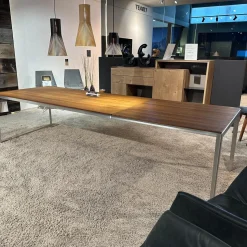 Team 7 Esstische|Auszugtisch Tak Platte Nussbaum Naturöl Gestell Metall Edelstahl Finish Mit Einlegeplatte