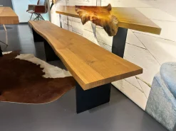 Contur Bänke|Bank 3100 Eiche Astig Braun Pigmentiert Waldkante Gestell Rohstahl Mit Arbeitsspuren