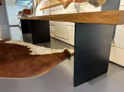 Contur Bänke|Bank 3100 Eiche Astig Braun Pigmentiert Waldkante Gestell Rohstahl Mit Arbeitsspuren