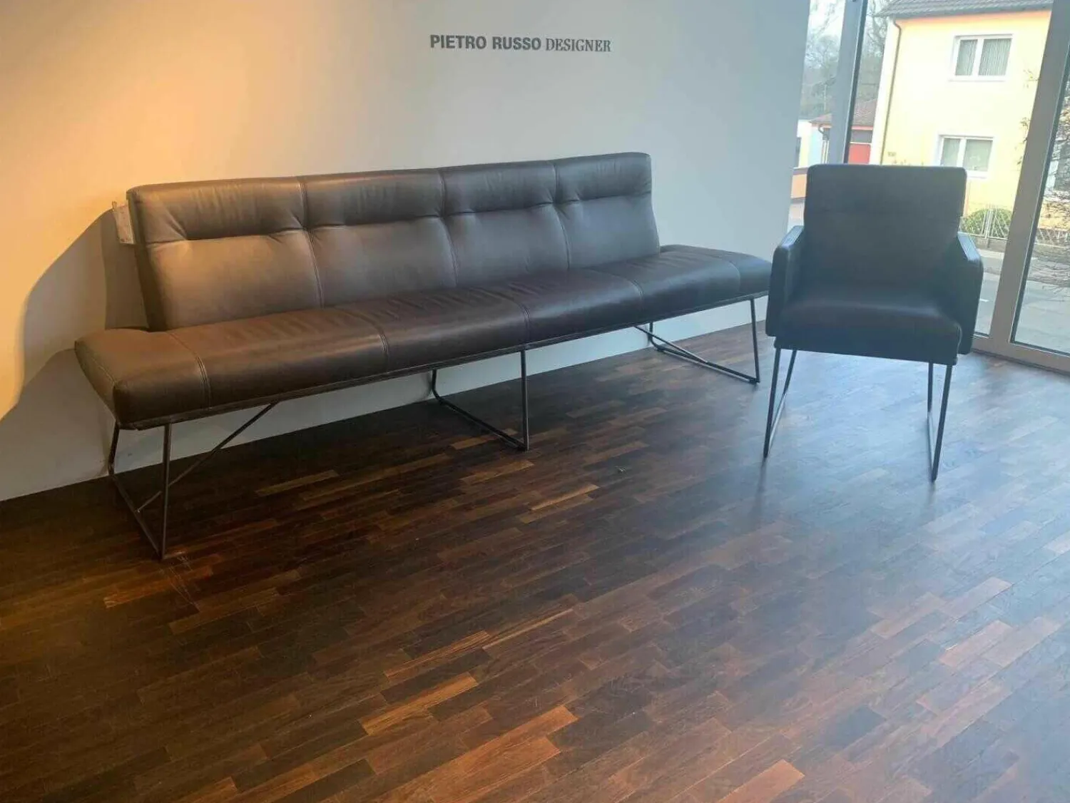 D-Light Essgruppen|Bank 1425 B4 Leder Sauvage Moro Braun mit Stuhl