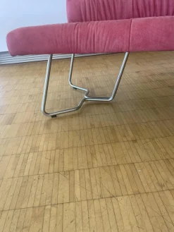 Bacher Bänke|Bank Aiden Soft 0211B86A Leder Luna L7 4862 Granata Rot Kufengestell Edelstahl