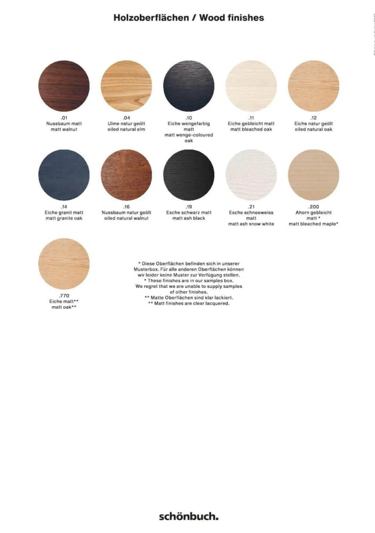 Schönbuch Bänke|Bank Bench .770 Massivholz Eiche Natur Lackiert