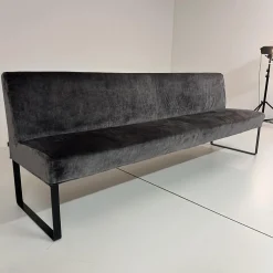 Werther Bänke|Bank Byblos Bezug Stoff U3052K Dark Grey Dunkelgrau Kufen Schwarz Lackiert