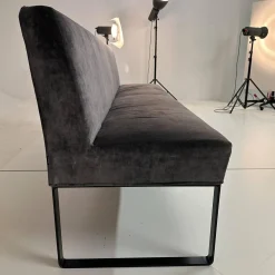 Werther Bänke|Bank Byblos Bezug Stoff U3052K Dark Grey Dunkelgrau Kufen Schwarz Lackiert