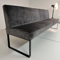 Werther Bänke|Bank Byblos Bezug Stoff U3052K Dark Grey Dunkelgrau Kufen Schwarz Lackiert