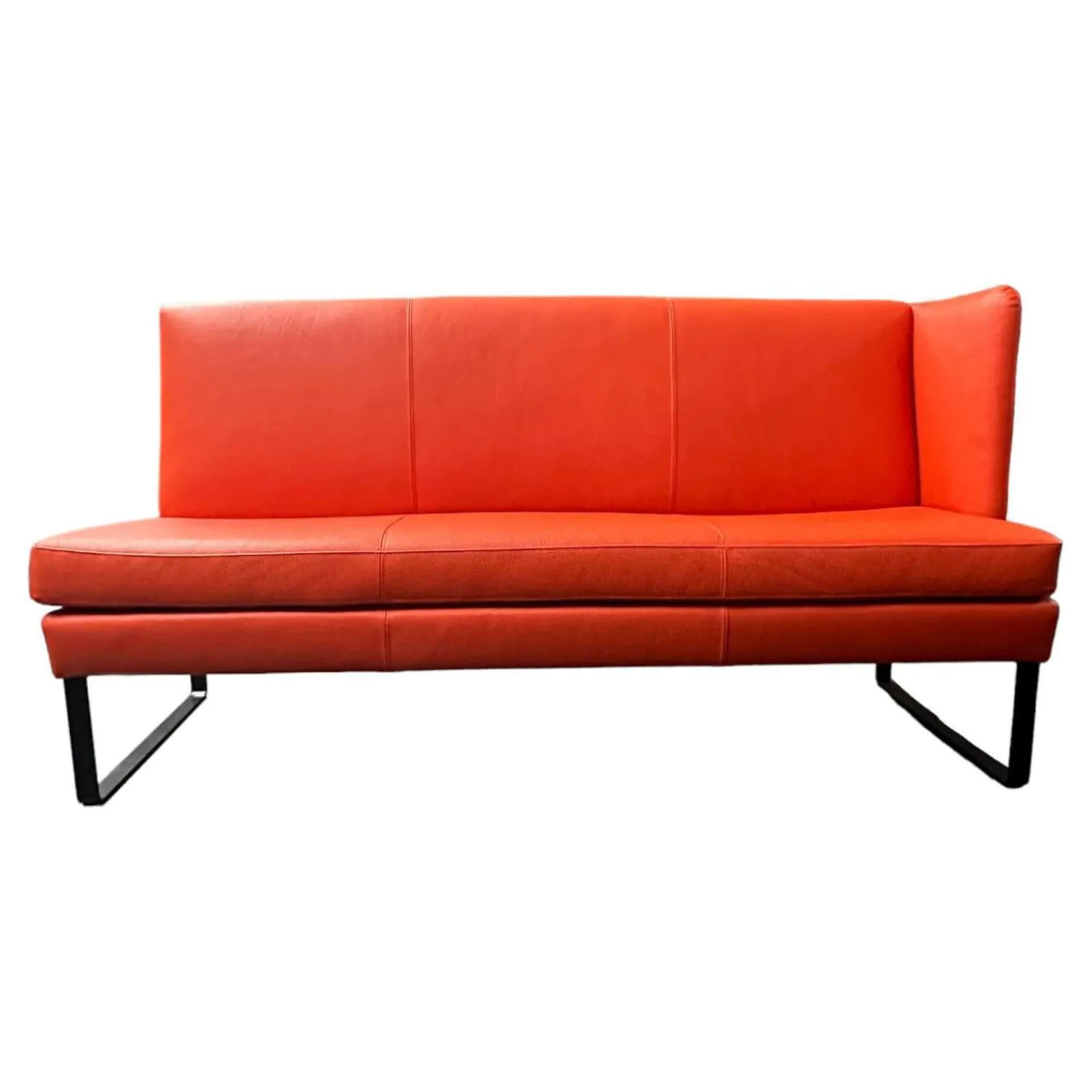 Werther Bänke|Bank Byblos XL Mit Armlehne Rechts Bezug Leder L9999B Orange Rot Fuß Metallkufen Schwarz