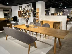 Team 7 Bänke|Bank Flor Stoff Ripley RI16 Grau Gestell Eiche Naturöl