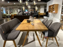 Team 7 Bänke|Bank Flor Stoff Ripley RI16 Grau Gestell Eiche Naturöl