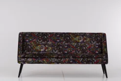 Werther Bänke|Bank Hygge Innen Stoff Talisman FCL 7014 01 Arlequin Schwarz Rot Gelb Außen Stoff U3660J Schwarz Gestell Holz Schwarz