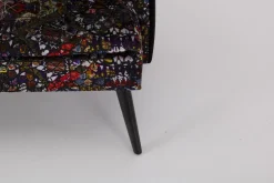 Werther Bänke|Bank Hygge Innen Stoff Talisman FCL 7014 01 Arlequin Schwarz Rot Gelb Außen Stoff U3660J Schwarz Gestell Holz Schwarz