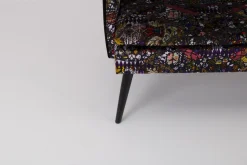 Werther Bänke|Bank Hygge Innen Stoff Talisman FCL 7014 01 Arlequin Schwarz Rot Gelb Außen Stoff U3660J Schwarz Gestell Holz Schwarz