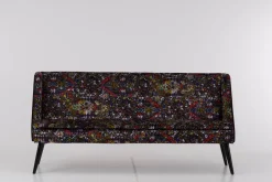 Werther Bänke|Bank Hygge Innen Stoff Talisman FCL 7014 01 Arlequin Schwarz Rot Gelb Außen Stoff U3660J Schwarz Gestell Holz Schwarz