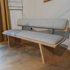 Venjakob Bänke|Bank Impuls P6 Oxford Uni Beige Grau Gestell Wildeiche Hell Geölt Bügel Metall Anthrazit Matt