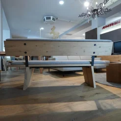 Venjakob Bänke|Bank Impuls P6 Oxford Uni Beige Grau Gestell Wildeiche Hell Geölt Bügel Metall Anthrazit Matt