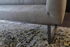 Cramer Polstermanufaktur Bänke|Bank Lena Stoff Webstoff mit Lederlook Pewter Graubraun Gestell Grau Pulverbeschichtet