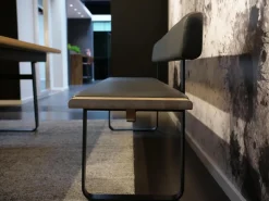 Team 7 Bänke|Bank Nox Eiche Naturöl Bezug Leder 70241 Anthrazit Metallkufe Schwarz