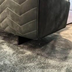 Minotti Bänke|Bank Quincy Chevron Leder Nabuk 30 Malachite grün Gestell Metall Brandy Anthrazit Glänzend Lackiert