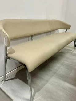 Hülsta Bänke|Bank S500 Leder Sand 5122 Gestell Aluminium Poliert