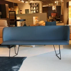 Contur Bänke|Bank Urbino Bezug Leder Toledo Whale Blau Grau Füße Stahl Pulverbeschichtet Schwarz