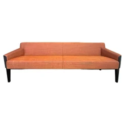 Wittmann Bänke|Bank William Innen Stoff Tekla Mandarin F Orange Außen Leder Nappa Stahlblau Schwarz Füße Buche Schwarz