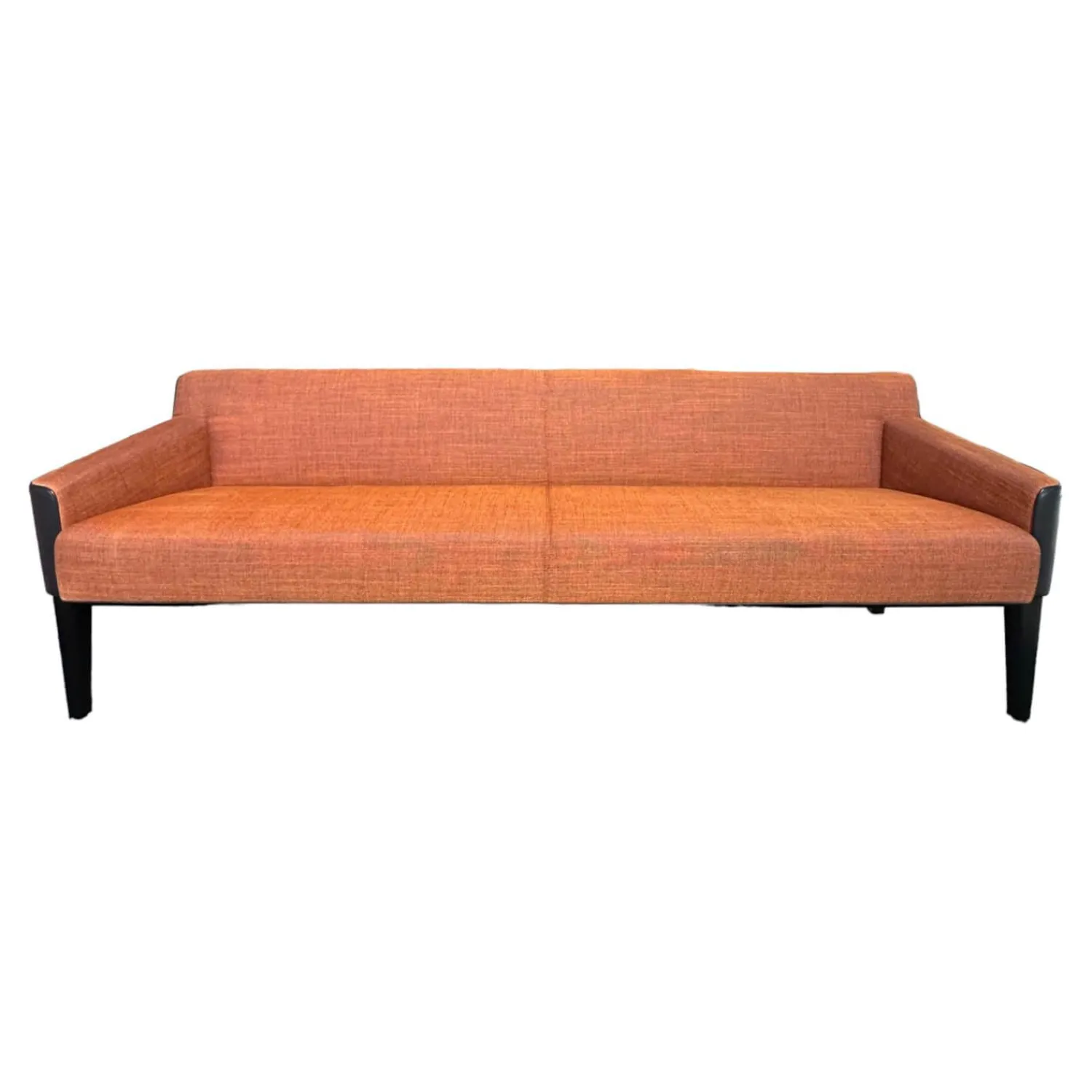 Wittmann Bänke|Bank William Innen Stoff Tekla Mandarin F Orange Außen Leder Nappa Stahlblau Schwarz Füße Buche Schwarz