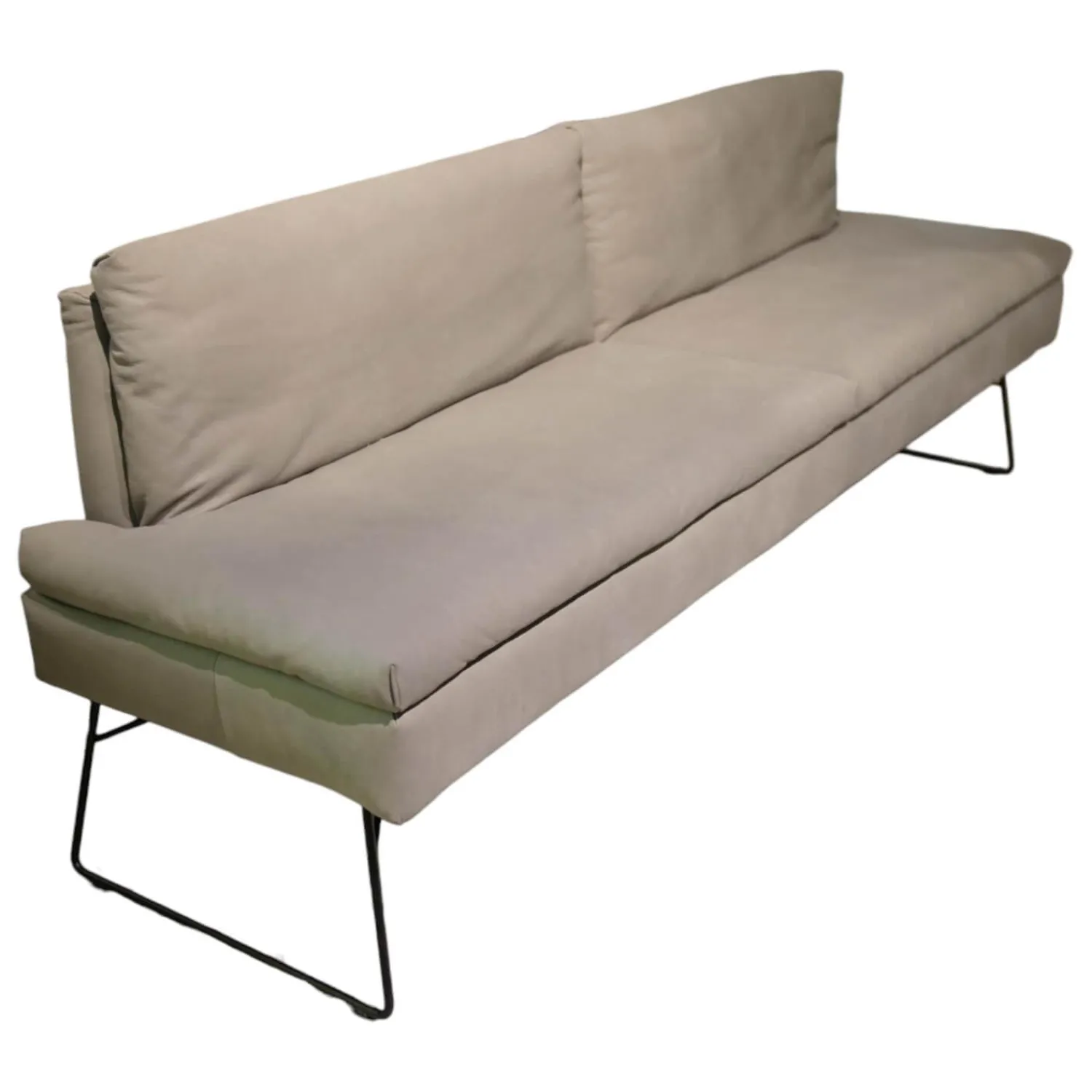 WK Wohnen Bänke|Bank WK 790 11717 C190 Leder LK60 Z7821 Beige Schlittengestell Metall Schwarz M99