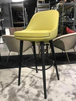 Walter Knoll Barhocker & Barstühle|Barhocker 376 Leder Kat. Congress Pistazie Gestell Massivholz Eiche Geflammt (5 verfügbar)