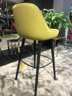 Walter Knoll Barhocker & Barstühle|Barhocker 376 Leder Kat. Congress Pistazie Gestell Massivholz Eiche Geflammt (5 verfügbar)