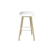 Hay Barhocker & Barstühle|Barhocker AAS32 High Weiße Sitzschale Gestell Eiche Hell Mit Fußstütze In Aluminum
