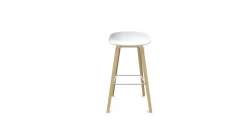 Hay Barhocker & Barstühle|Barhocker AAS32 High Weiße Sitzschale Gestell Eiche Hell Mit Fußstütze In Aluminum