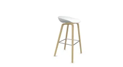 Hay Barhocker & Barstühle|Barhocker AAS32 High Weiße Sitzschale Gestell Eiche Hell Mit Fußstütze In Aluminum