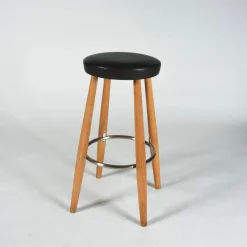 Carl Hansen & Søn Barhocker & Barstühle|Barhocker CH56 Leder Anthrazit Gestell Eiche Geseift