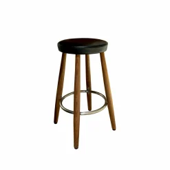 Carl Hansen & Søn Barhocker & Barstühle|Barhocker CH58 Leder Loke 7150 Schwarz Gestell Nussbaum Geölt