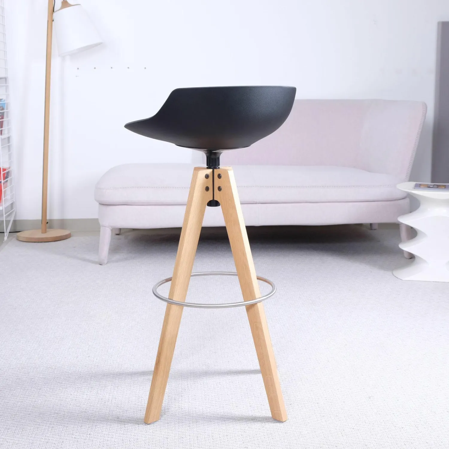 MDF Italia Barhocker & Barstühle|Barhocker Flow Stool Eiche Lackiert Matt Grafitgrau Gestell Eiche Natur
