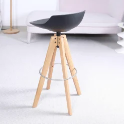 MDF Italia Barhocker & Barstühle|Barhocker Flow Stool Eiche Lackiert Matt Grafitgrau Gestell Eiche Natur