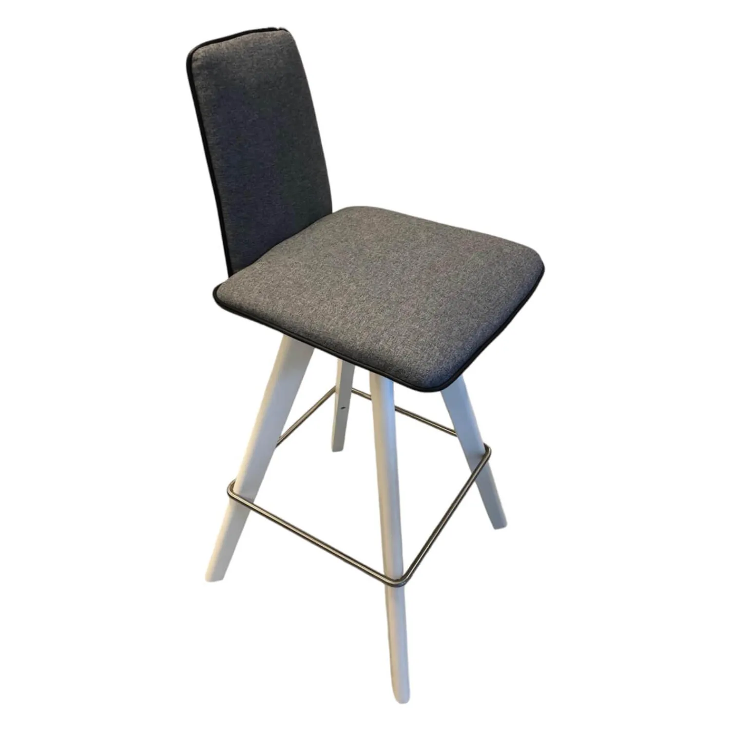 Mayer Barhocker & Barstühle|Barhocker Modell 1105 Kunstleder Schwarz 4-Fuß-Gestell Buche Magnolie Weiß