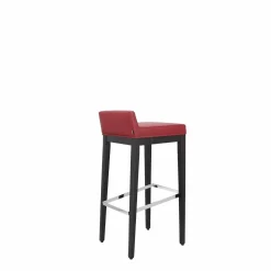 Jan Kurtz Barhocker & Barstühle|Barhocker Pasadena 80 Atom Weinrot 24 Leder Gestell Buche Wengefarben