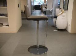 Rolf Benz Barhocker & Barstühle|Barhocker Sinus Leder 40.20 Schlamm Tellerfuß Verchromt