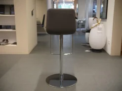 Rolf Benz Barhocker & Barstühle|Barhocker Sinus Leder 40.20 Schlamm Tellerfuß Verchromt